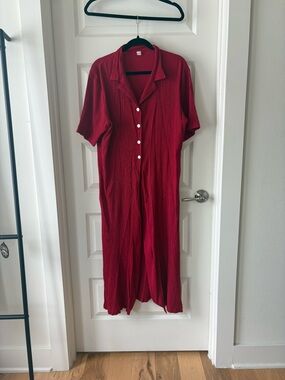 Vintage Red Button-Front Tunic